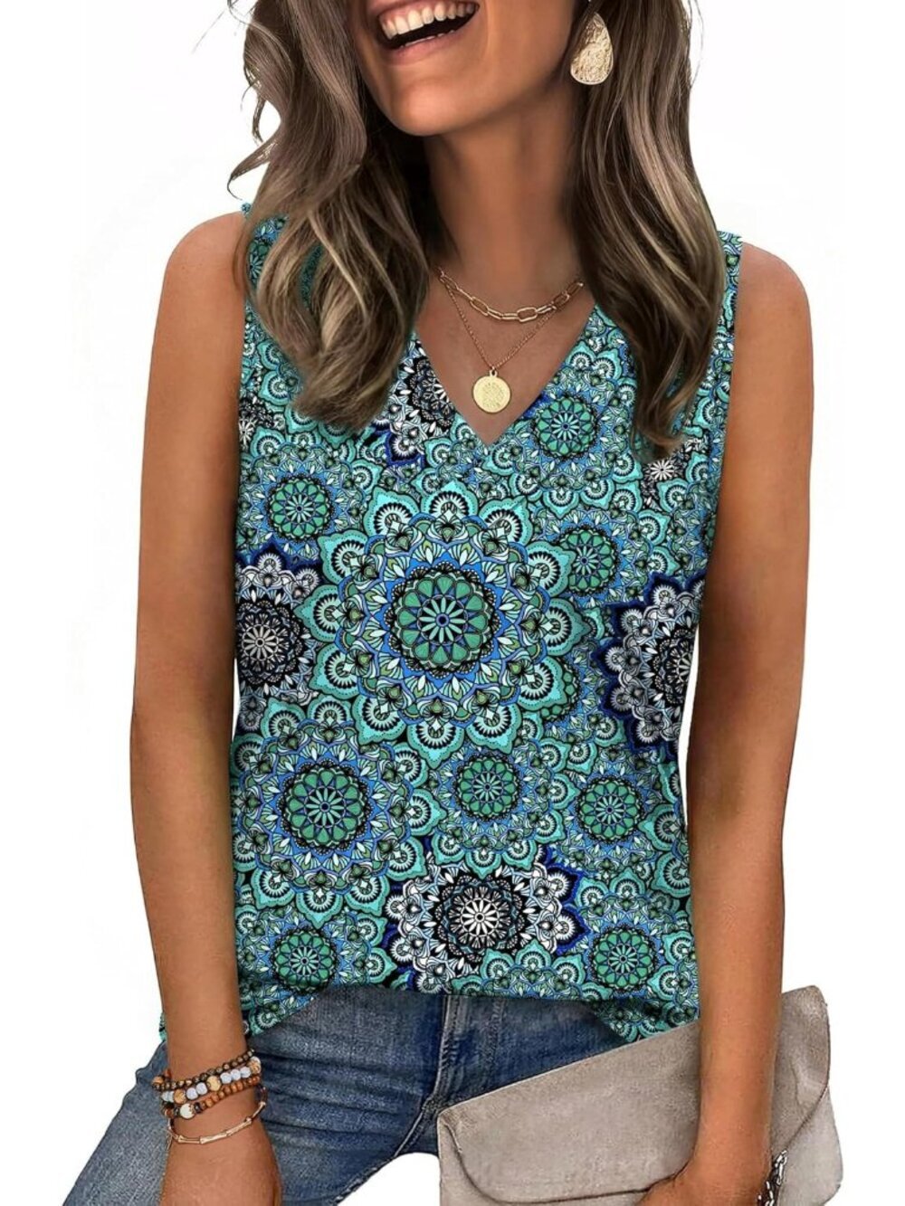 Tank Top for Women V Neck Loose Fit Sleeveless Summer Tops Business Casual Outfi - Picture 1 of 4